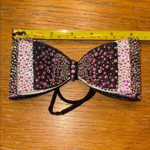 Sparkling Black Tail-Less Cheer Bow